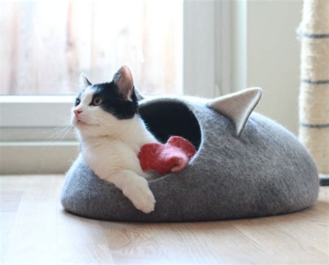 Pets Bed Cat Bed With Ears Pet Lovers T Felt Cat Cave Etsy