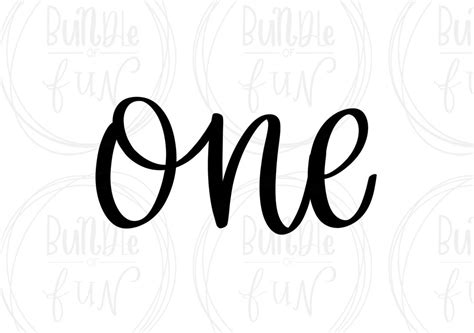 Cursive Script Number One Vector Image Cut Files With Svg Eps Pdf
