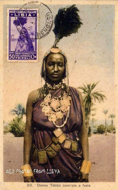Libyan Tebu Woman In Traditional Clothing Libya 1936 Tebu Are A Non
