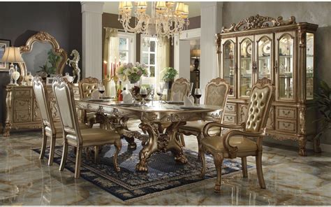 Acme furniture 702855setacme furniture 702855set. Acme Dresden 7-Piece Pedestal Dining Table Set in Gold ...