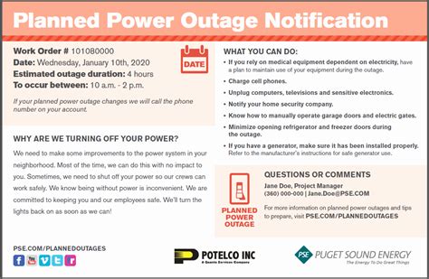 Outage Notification Template