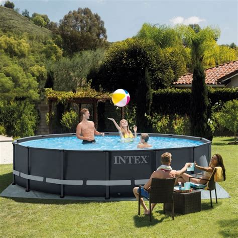 Intex 14 Ft X 14 Ft X 42 In Metal Frame Round Above Ground Pool With