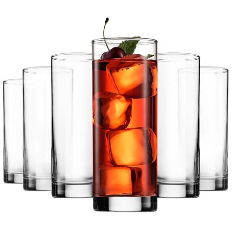 Buy Paksh Novelty Italian Highball Glasses [set Of 6] Clear Heavy Base Tall Bar Glass Drinking
