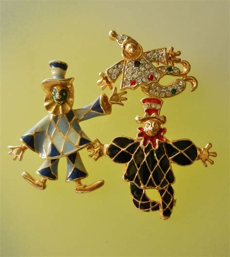 60s Enamel Articulated Dancing Clown Jester Pins Brooches 3 Etsy
