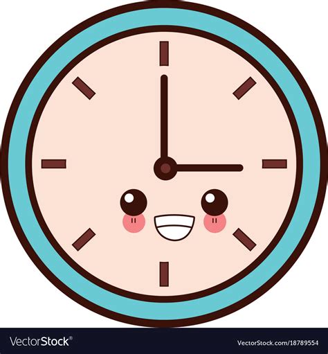 Wall Clock Isolated Cute Kawaii Cartoon Royalty Free Vector