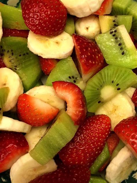 Christmas Fruit Salad With Strawberries Kiwis And Bananas Red Green
