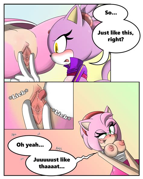 Rule 34 Amy Rose Anthro Blaze The Cat Breasts Color Comic Dialogue English Text Feline Female