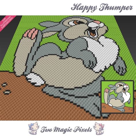 Happy Thumper Crochet Blanket Pattern C2c Cross Stitch Graph Pdf Download  Crochet