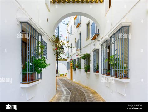 Picturesque White Street Of Cordoba Typical Andalusian White Houses In