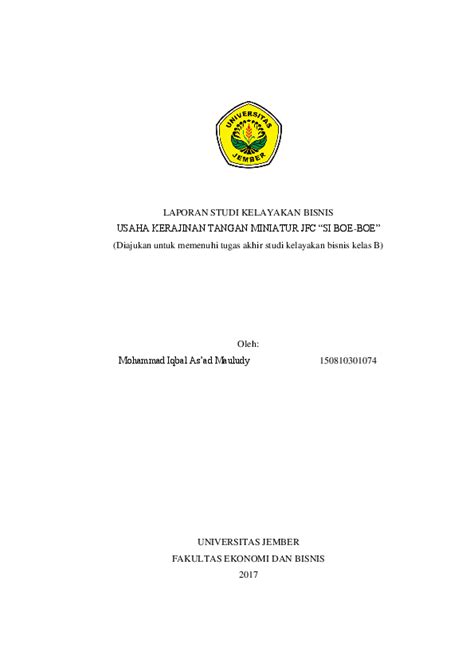 Laporan lengkap kelayakan usaha kapucino. Laporan Lengkap Kelayakan Usaha Kapucino / Studi Kelayakan ...