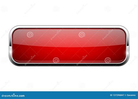 Red Glass Button Shiny Rectangle 3d Web Icon Stock Vector