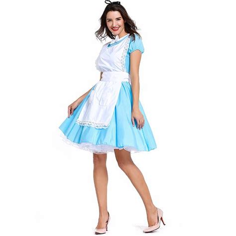 Alice In Wonderland Blue White Maid Cosplay Costume Halloweenstage