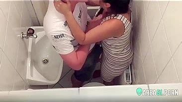 A Camera Mounted In The Toilet Catches Quick Sex Of Mom And Son While The Daddy Is In Another