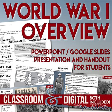 World War I Full Unit Overview And Lesson Plan With Handout