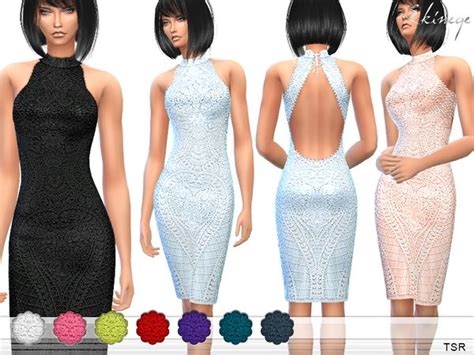 Ekineges Backless High Neck Dress Sims 4 Mods Clothes Sims 4 Clothing
