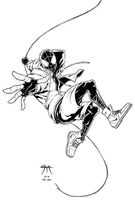 Spider Man Miles Morales Drawing Black And White News Word