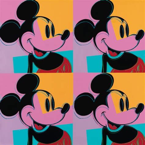 Andy Warhol Mickey Mouse Quad Poster Print Artwork Canvas Etsy