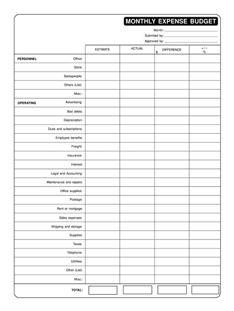 Income And Expense Form
