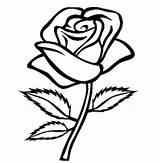Rose Clipart Single Outline Cartoon Roses Flower Drawing Flowers Coloring Stem Line Pages Printable Template Colouring Color Library Colour Pattern sketch template