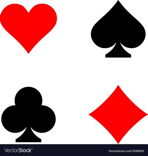 Playing Card Suits Signs Set Four Card Symbols Vector Image