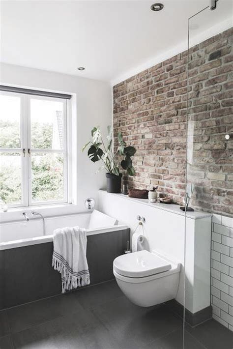 25 Stylish And Trendy Bathroom With Exposed Brick Tiles Homemydesign