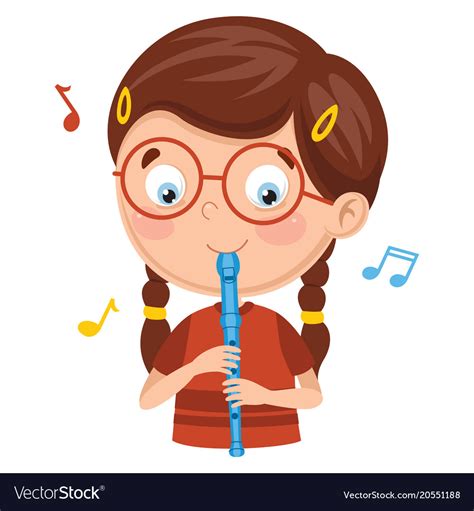 Kid Playing Flute Royalty Free Vector Image Vectorstock