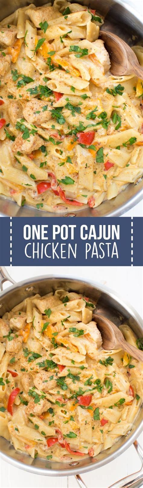 One Pot Cajun Chicken Pasta Is Made In Only One Pot With Fresh Peppers Chicken Parmesan Cheese