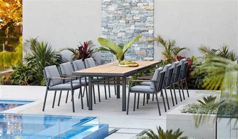 kai extendable outdoor dining table charcoal 280 340cm woodbury furniture