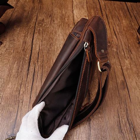 Cool Brown Leather Triangular Chest Bag Sling Bag Sling Crossbody Bag