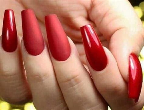 Red Matte Nails Polished By Crystal