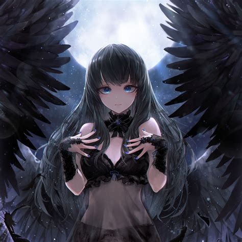 Download 2932x2932 Wallpaper Black Angel Cute Anime Girl Art Ipad