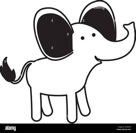 Elephant Cartoon En Noir Sur Fond Blanc Silhouette Sections Image