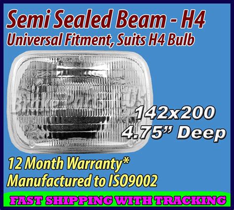 semi sealed beam headlight assembly 142mm x 200mm rectangular h4 ssb6052 ebay