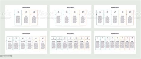 Business Infographics Informational Table With 3 4 5 6 7 8 Steps Column