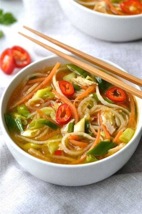 Spicy Asian Chicken Veggie And Noodle Soup Every Last Bite