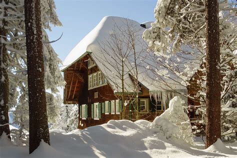 Schwarzwald Hütte Wald Hütte Hütte Schnee Winter Holz Tapete Und