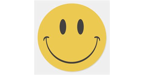 Super Big Smile Happy Face Emoji Classic Round Sticker Zazzle