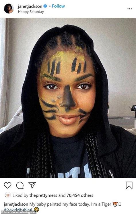 Janet Jackson Looks Like A Tiger After Her Son Eissa Paints Her Face Janet Jackson Jackson