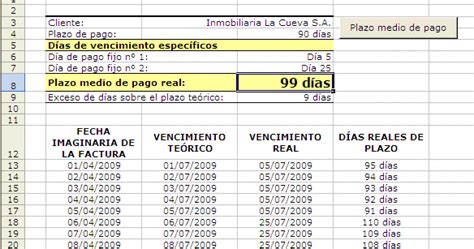 Calcular Vencimientos Reales De Facturas Hojas De Cálculo Excel