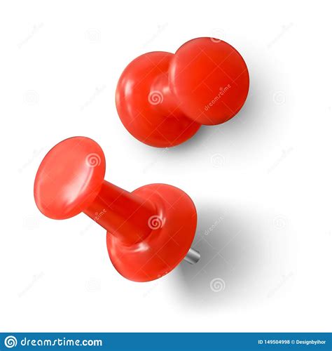 Red Push Pin Realistic Red Paperclip Stock Vector Illustration Of