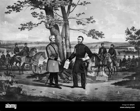 Vintage Print Depicting Confederate General Robert E Lee Surrendering