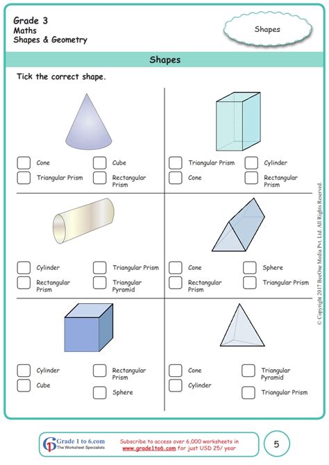 Faces Edgesvertices Worksheetsgrade 3 Geometry