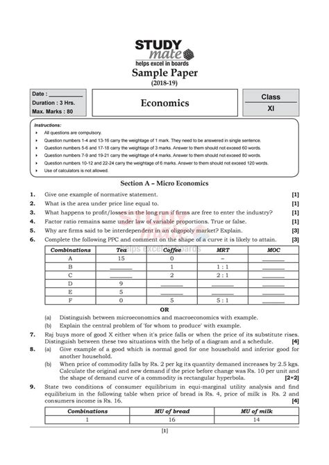 Economics Sample Paper Class Studymate By Studymate Online Issuu
