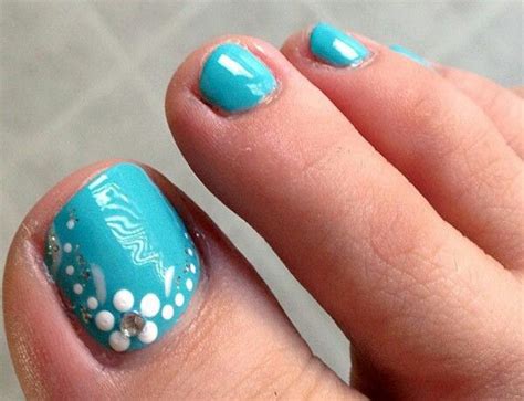 Nail decoration flower decals silver metal lines stickers diy strip nail art 3d. Pretty pedicure: turquoise polish with a white flower ...