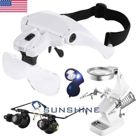 headband headset jeweler magnifier magnifying glass loupe glasses with led light ebay