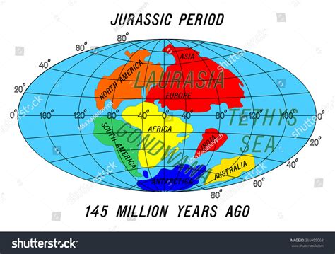 Position Continents Jurassic Period 库存矢量图（免版税）365955068 Shutterstock