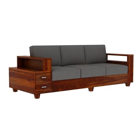 Solid Sheesham Wood 5 Seater Sofa Set With Drawers For Living Room