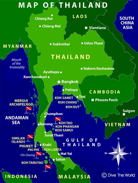 Thailand Map Bangkok Phuket Pattaya Krabi Koh Samui Dive The World