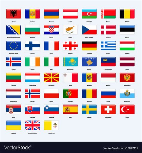 Set Of Flags Of All Countries Of Europe Rectangle Vector Image