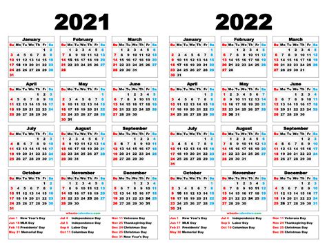 Free Printable 2022 Yearly Calendar With Holidays 6 Templates Printable